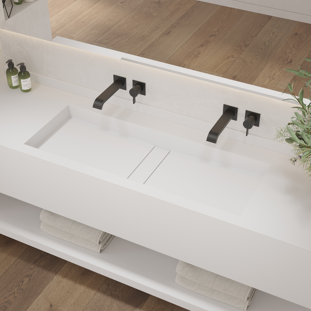 Hatysa Plus Deep Corian Wall-Hung Washbasin Glacier White Side View