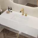 Aquila Deep Corian Single Wall-Hung Washbasin Glacier White Side View