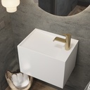 Perseus Deep Mini Corian Wall hung Washbasin Glacier White Corian Side