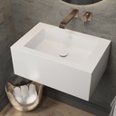 Quiet Deep Mini Corian Wall hung Washbasin Glacier White Corian Side