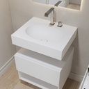 Ara Slim Mini Corian Wall hung Washbasin Glacier White Corian Side