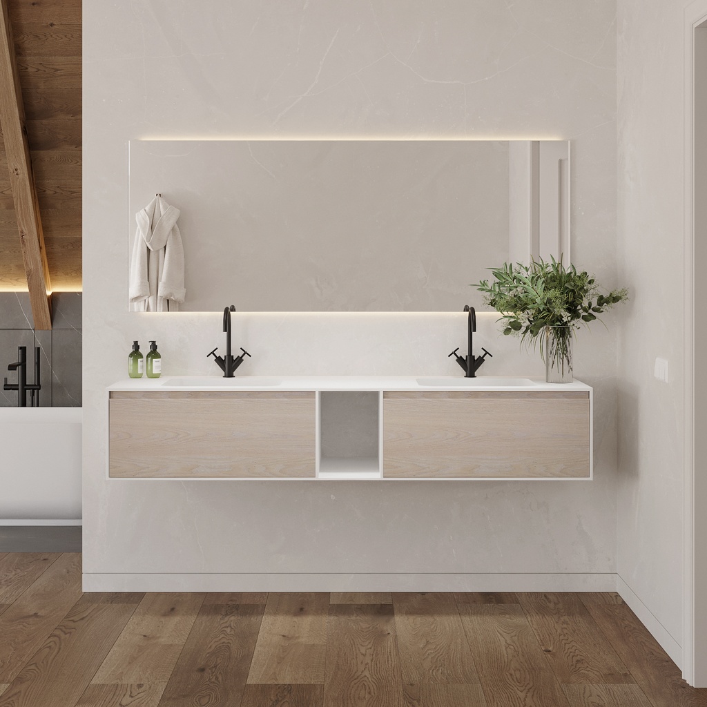 Orion Corian Double Vanity Top Glacier White Front View