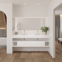 Ara Slim Corian Double Wall-Hung Washbasin Glacier White Front View