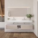 Orion Slim Corian Double Wall-Hung Washbasin Glacier White Front View