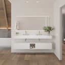 Pegasus Slim Corian Double Wall-Hung Washbasin Glacier White Front View