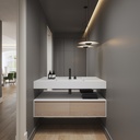 Hatysa Slim Corian Single Wall-Hung Washbasin Glacier White Front View