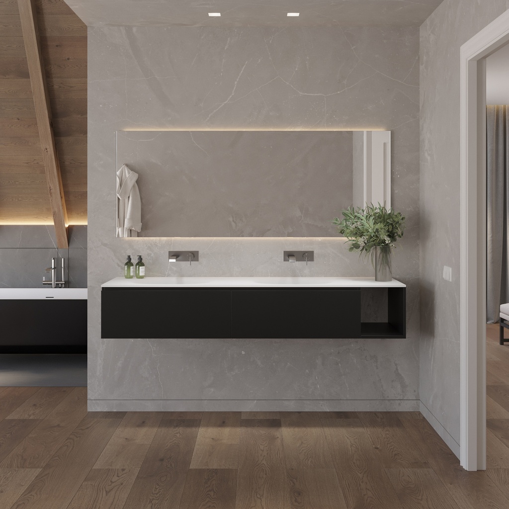 Delta Corian Double Vanity Top Glacier White Front View