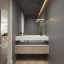 Perseus Slim Corian Single Wall-Hung Washbasin Glacier White Front View