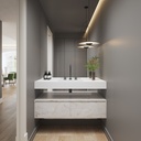 Sagitta Slim Corian Single Wall-Hung Washbasin Glacier White Front View