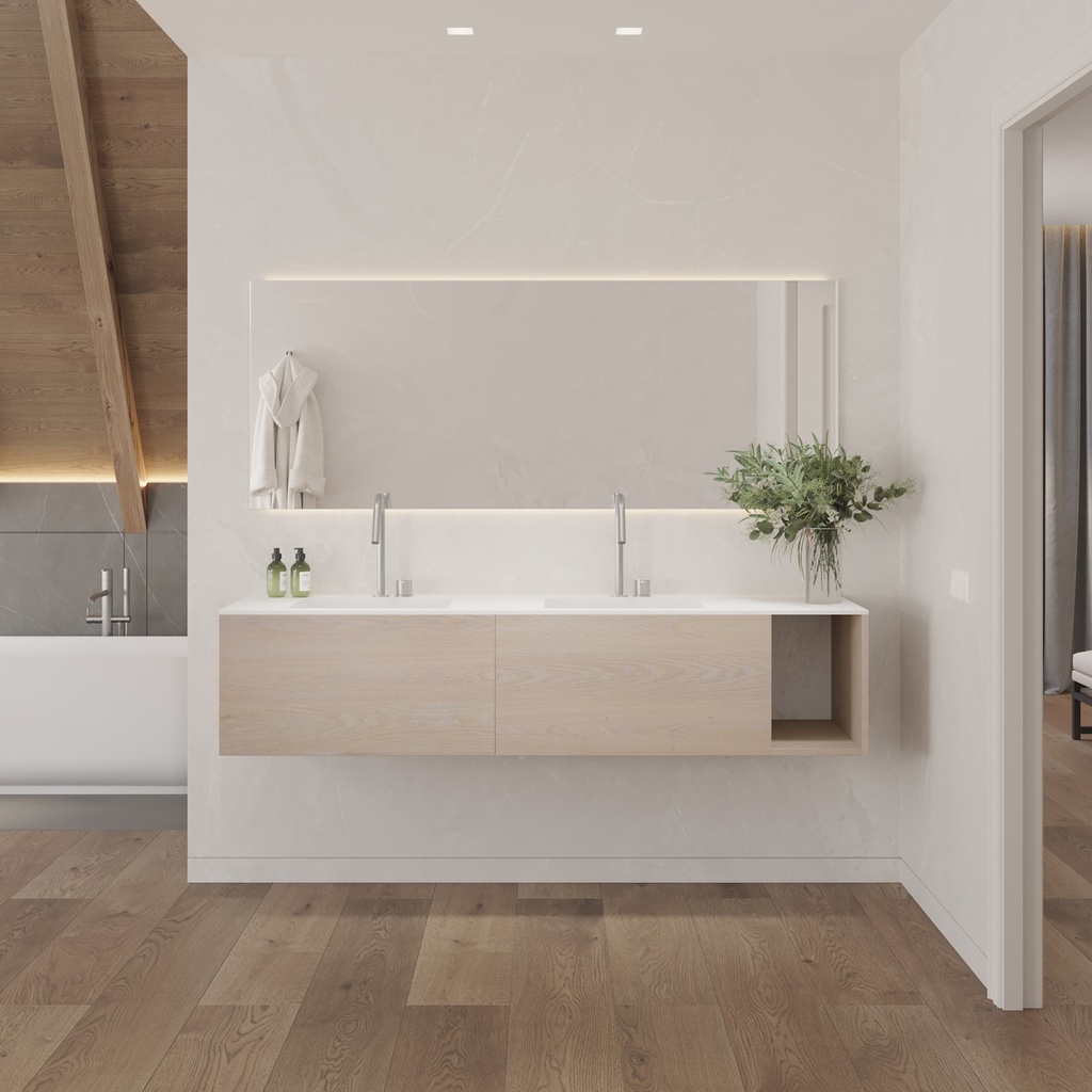 Aquila Corian Double Vanity Top Glacier White Front View