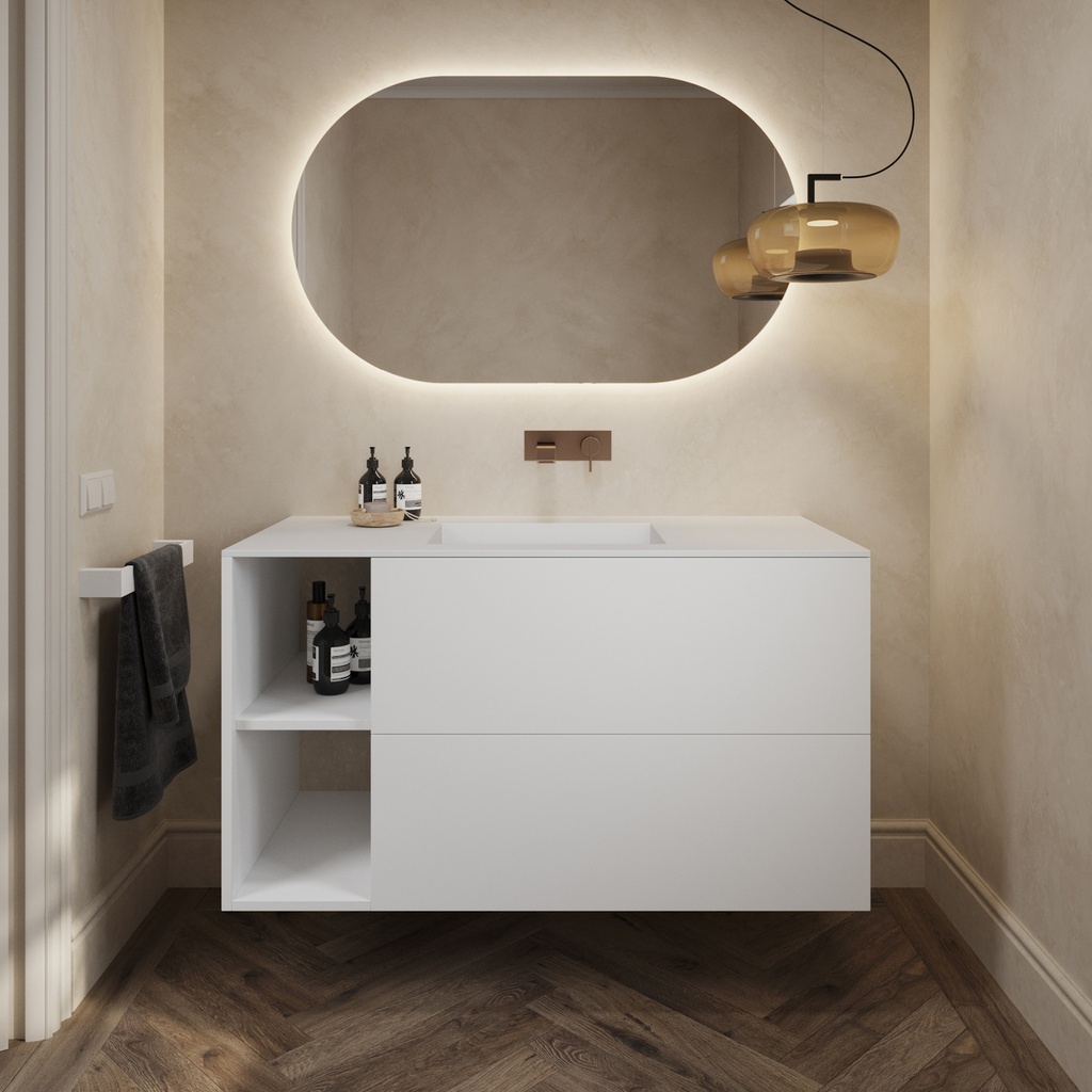 Gliese Corian Single Vanity Top Glacier White Front View