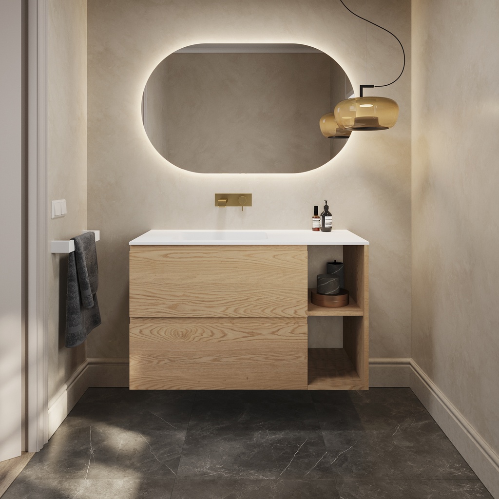 Orion Corian Single Vanity Top Glacier White Front View