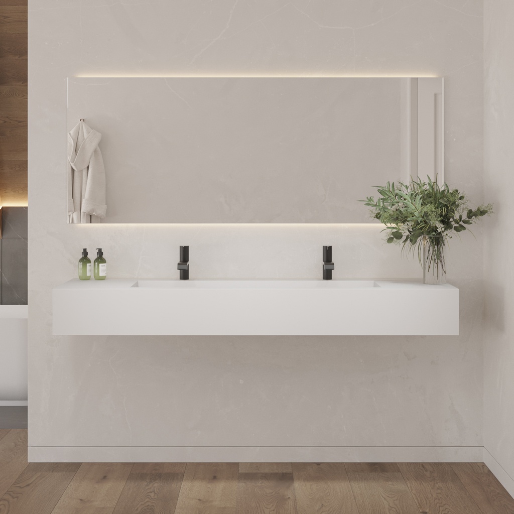 Sagitta Plus Deep Corian Wall-Hung Washbasin Glacier White Front View