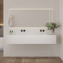 Hatysa Deep Corian Double Wall-Hung Washbasin Glacier White Front View