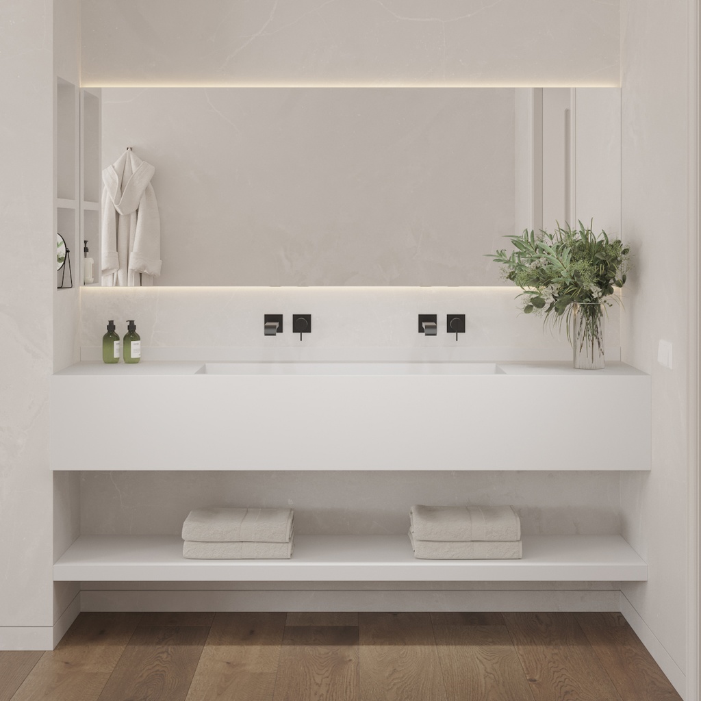 Hatysa Plus Deep Corian Wall-Hung Washbasin Glacier White Front View