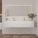 Sagitta Deep Corian Double Wall-Hung Washbasin Glacier White Front View