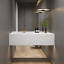 Gliese Deep Corian Single Wall-Hung Washbasin Glacier White Front View