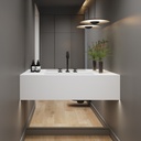 Sagitta Deep Corian Single Wall-Hung Washbasin Glacier White Front View