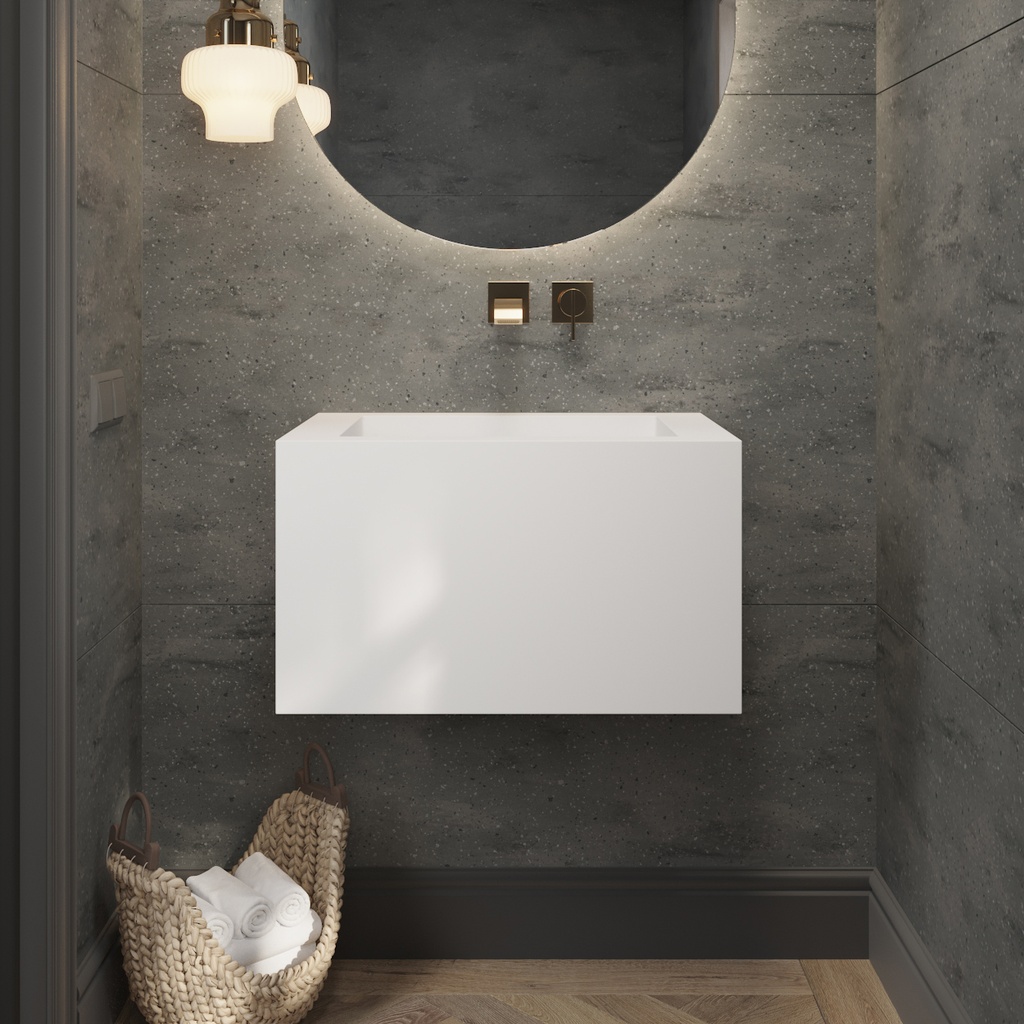 Pegasus Deep Mini Corian Wall hung Washbasin Glacier White Corian Front