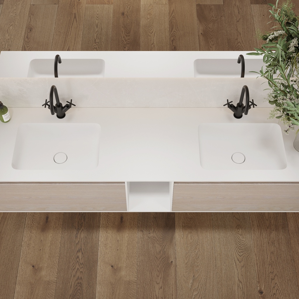 Orion Corian Double Vanity Top Glacier White Top View