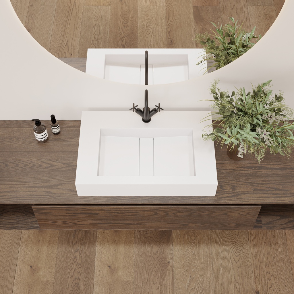 Hatysa Corian Single CounterTop View Washbasin Glacier White Top View