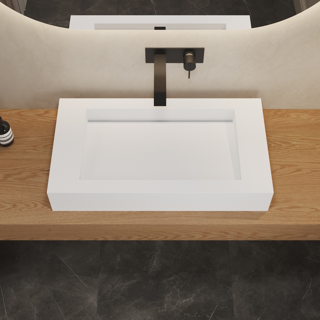 Sagitta Corian Single CounterTop View Washbasin Glacier White Top View