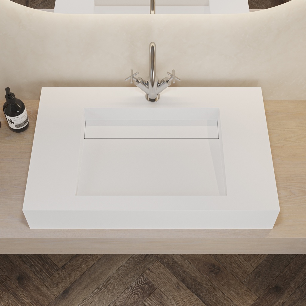 Cassiopeia Corian Single CounterTop View Washbasin Glacier White Top View