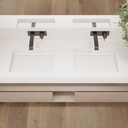 Aquila Slim Corian Double Wall-Hung Washbasin Glacier White Top View