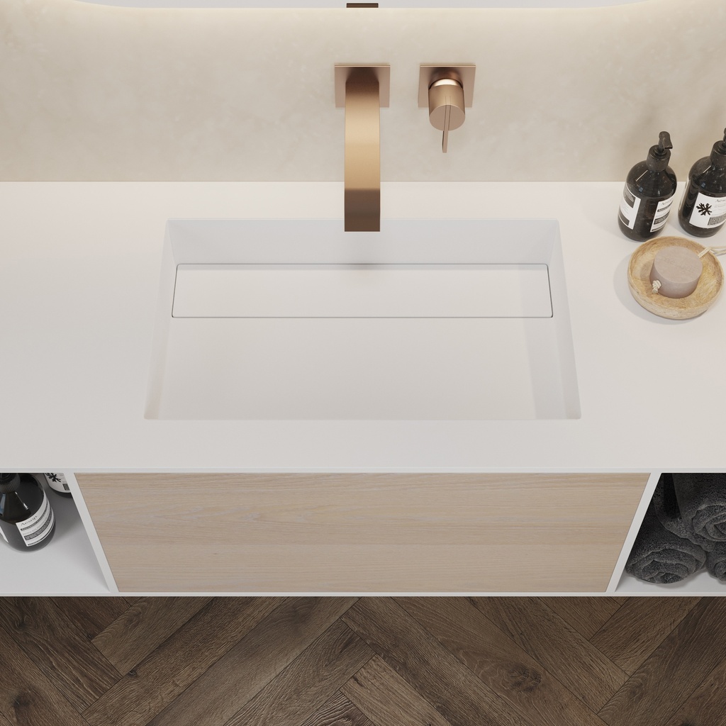 Biham Corian Single Vanity Top Glacier White Top View