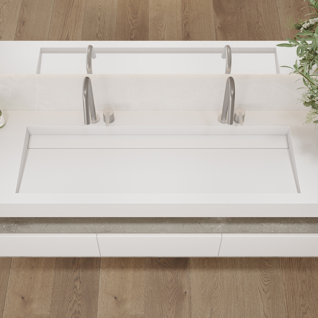 Cassiopeia Plus Slim Corian Wall-Hung Washbasin Glacier White Top View