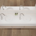 Rigel Slim Corian Double Wall-Hung Washbasin Glacier White Top View