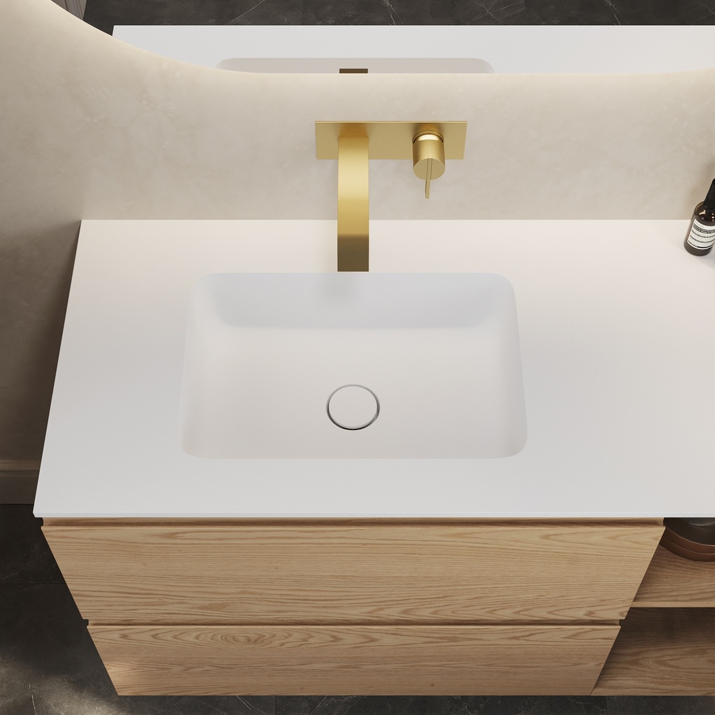 Orion Corian Single Vanity Top Glacier White Top View