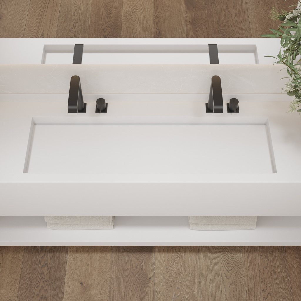 Gliese Plus Deep Corian Wall-Hung Washbasin Glacier White Top View