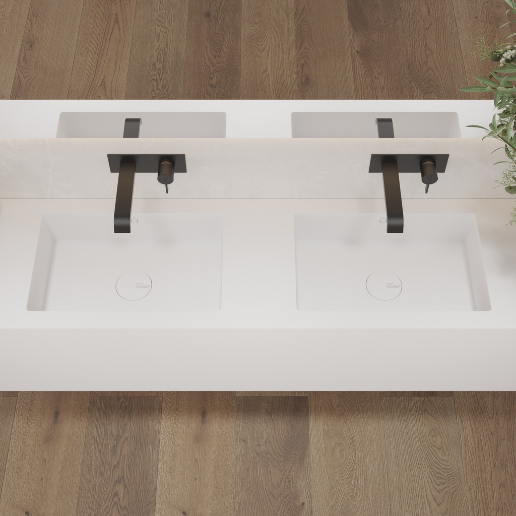 Energy Deep Corian Double Wall-Hung Washbasin Glacier White Top View