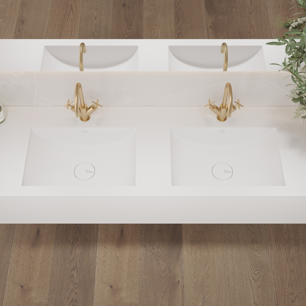 Refresh Deep Corian Double Wall-Hung Washbasin Glacier White Top View