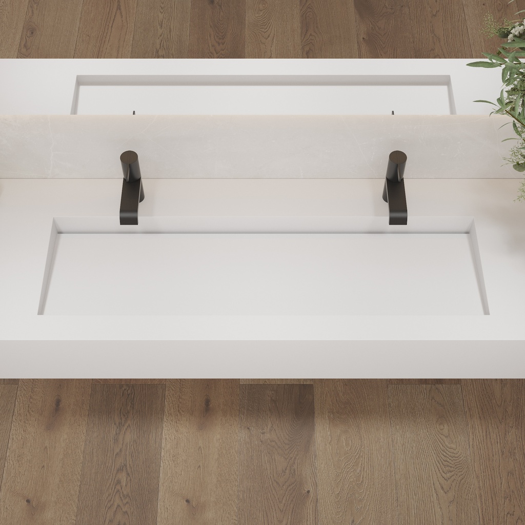 Sagitta Plus Deep Corian Wall-Hung Washbasin Glacier White Top View