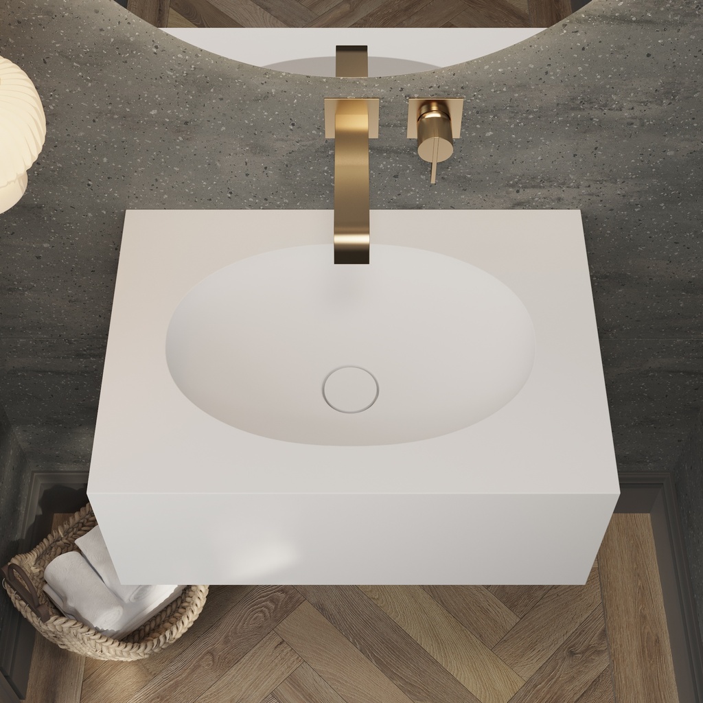 Ara Deep Mini Corian Wall hung Washbasin Glacier White Corian Top