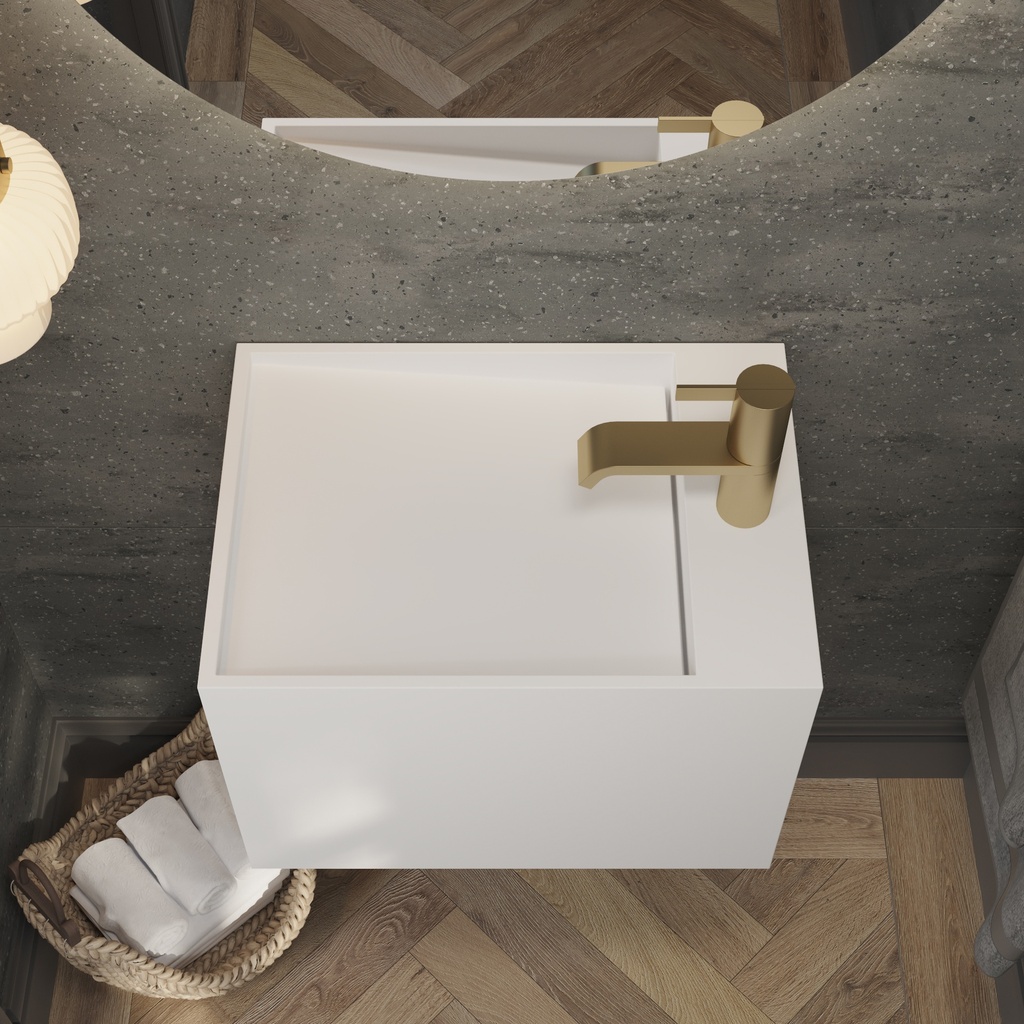 Perseus Deep Mini Corian Wall hung Washbasin Glacier White Corian Top