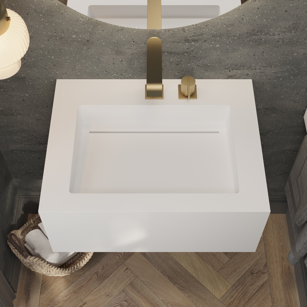 Aquila Deep Mini Corian Wall hung Washbasin Glacier White Corian Top
