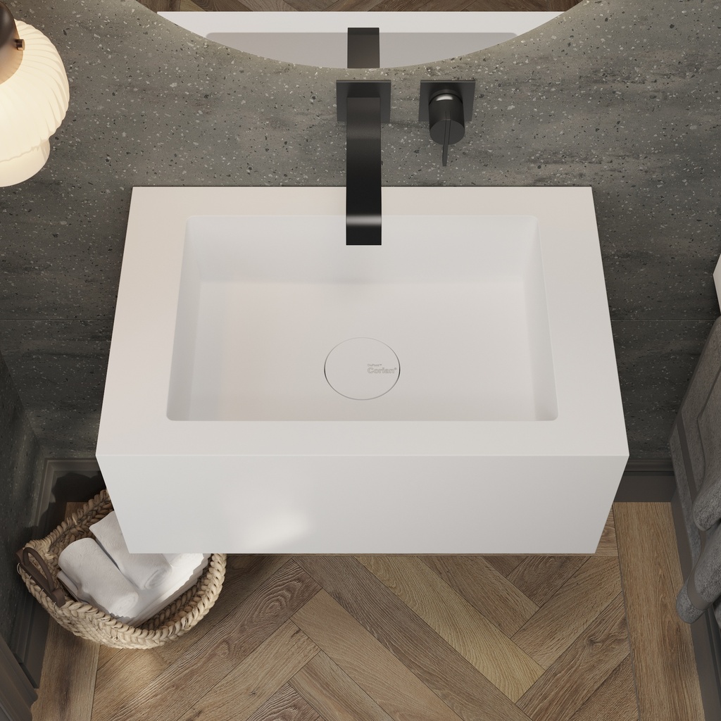 Energy Deep Mini Corian Wall hung Washbasin Glacier White Corian Top
