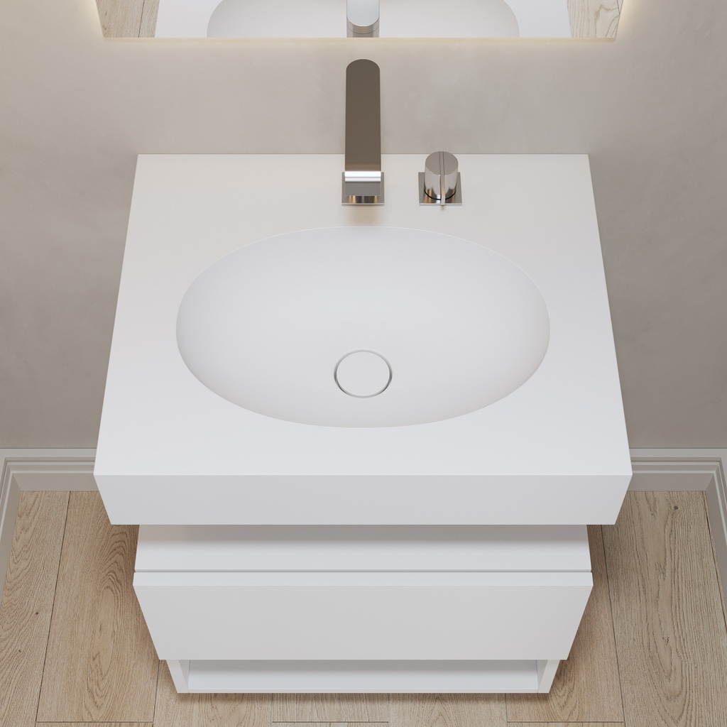 Ara Slim Mini Corian Wall hung Washbasin Glacier White Corian Top