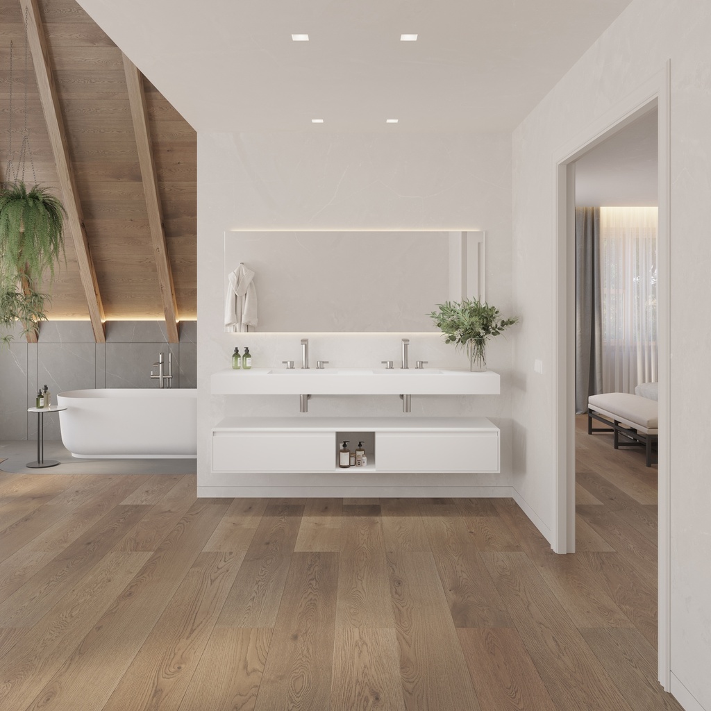 Pegasus Slim Corian Double Wall-Hung Washbasin Glacier White Overview