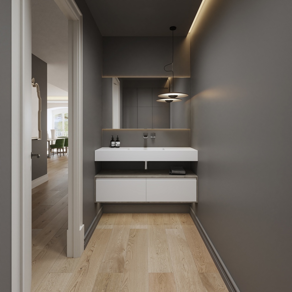 Orion Slim Corian Single Wall-Hung Washbasin Glacier White Overview