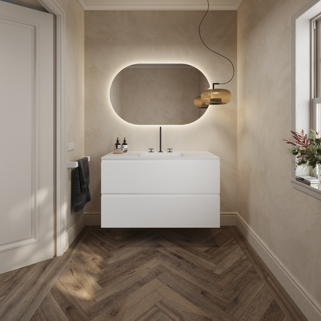 Cassiopeia Corian Single Vanity Top Glacier White Overview
