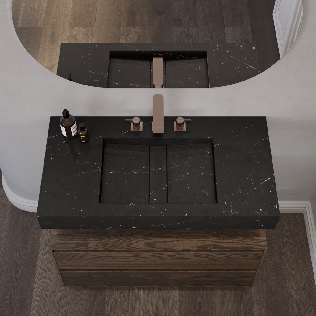 Hatysa Slim Marble Single Wall-Hung Washbasin Marquina Marble Top View