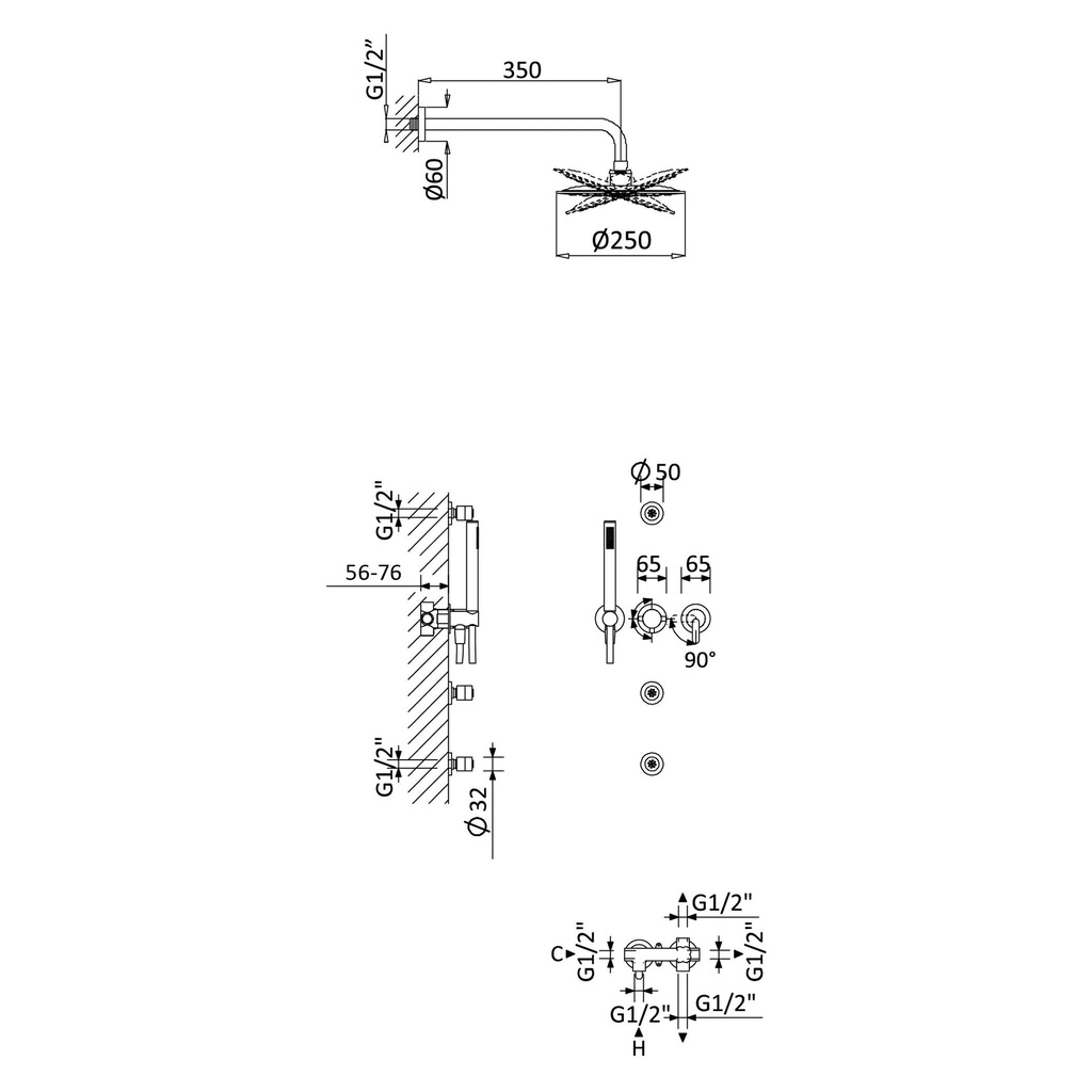 Concealed Shower Kit - 1677722 Bruma