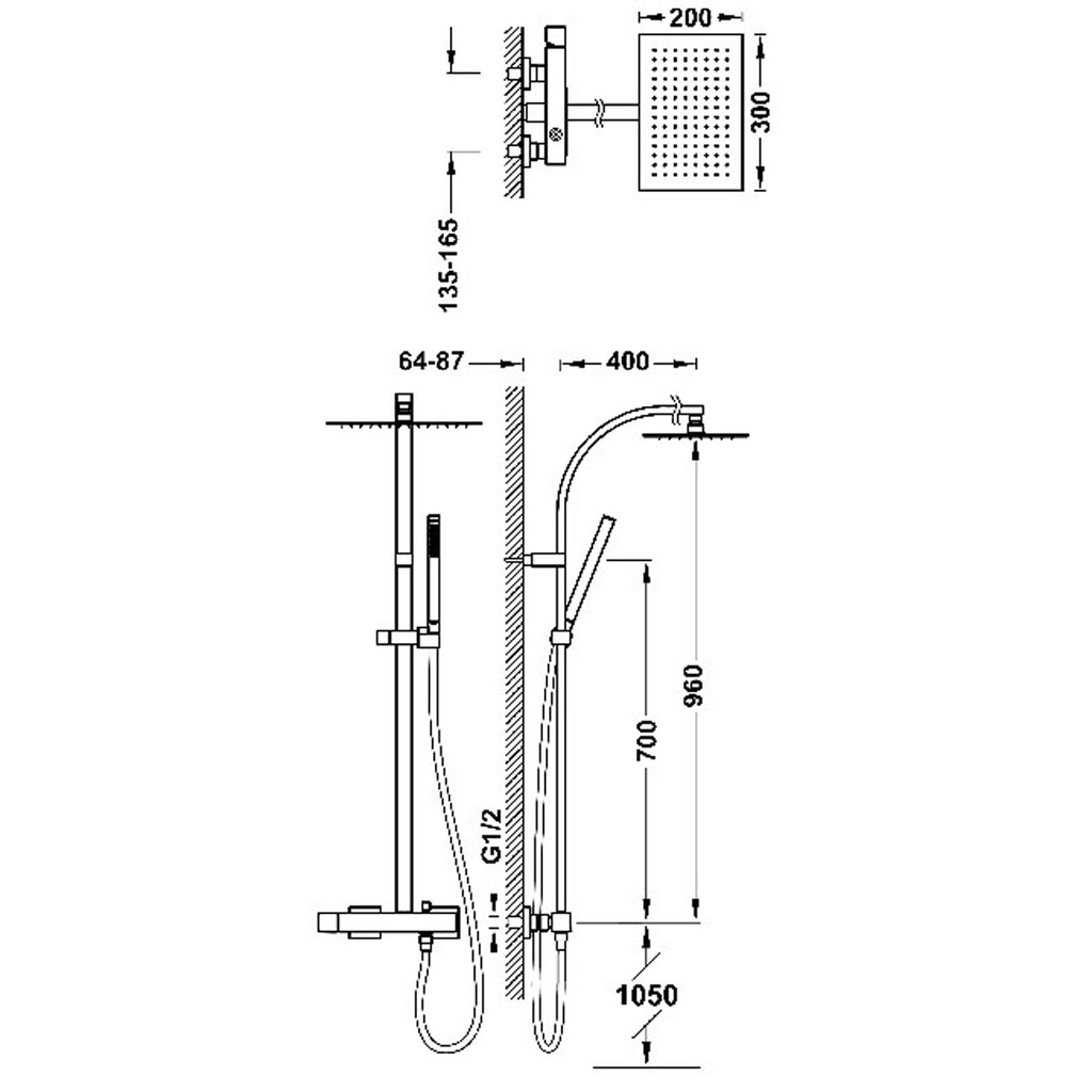 Wall-Mounted Single Lever Shower Tap - 00719102 Tres TD