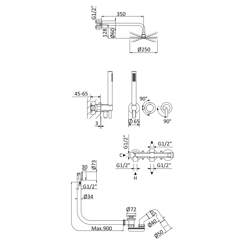 Concealed Shower Tap - 1863511 Bruma TD