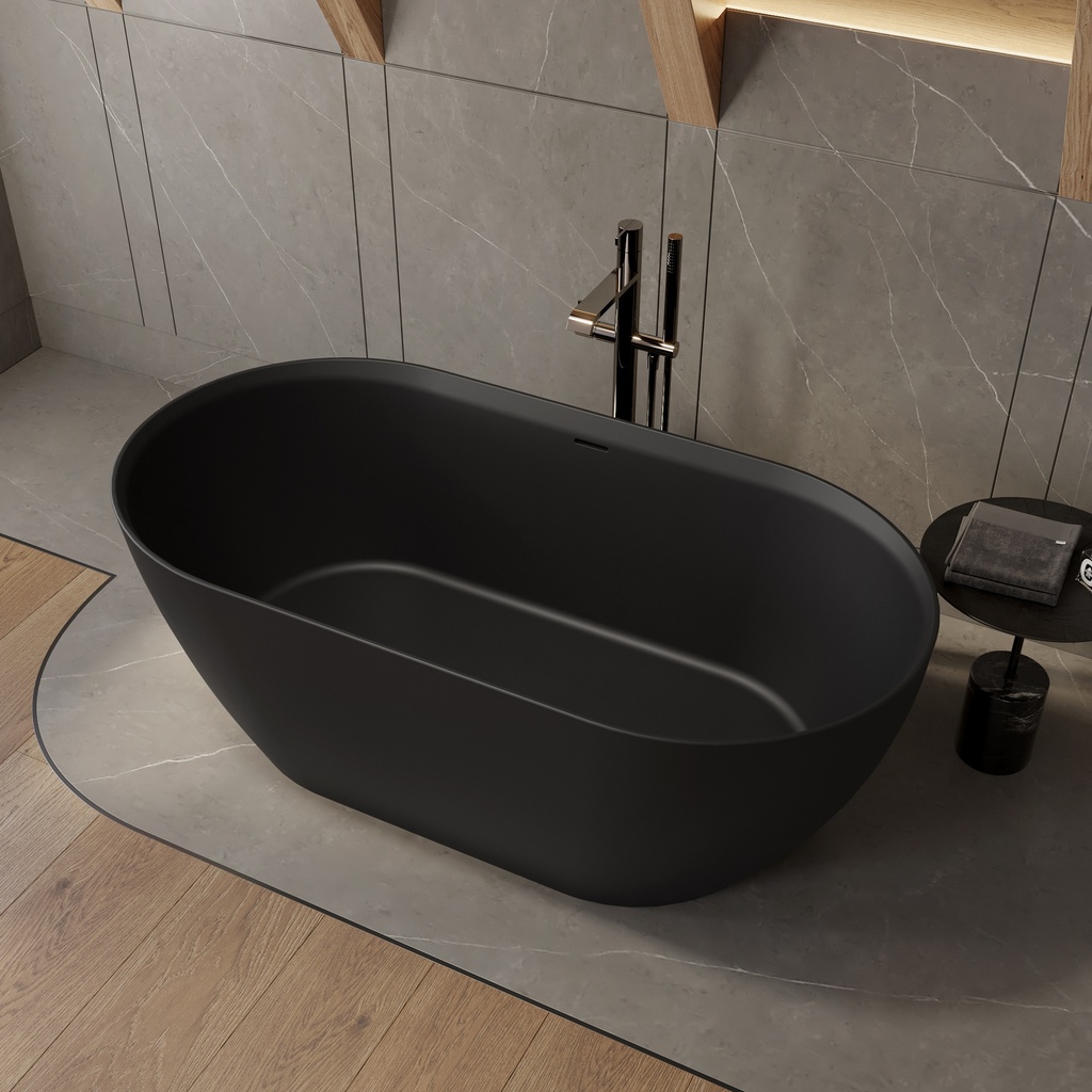 Ara Corian Design Freestanding Bathtub Black 150 Side