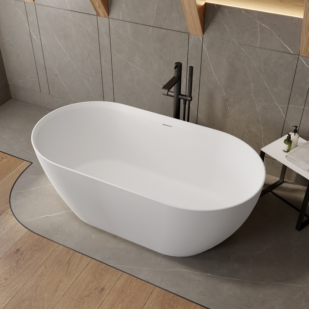 Ara Corian Design Freestanding Bathtub White 150 Side